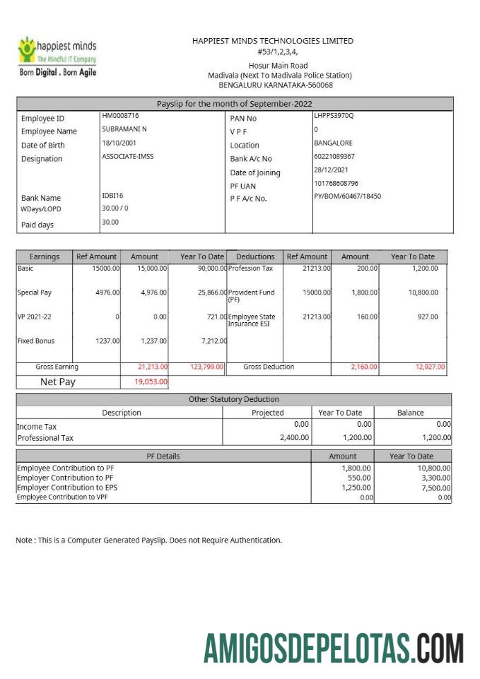 Para download Modelo de recibo de pagamento da Happiest Minds Technologies em formatos Word e PDF.pdf, 1